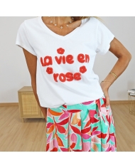 T-shirt la vie en rose (fraise)