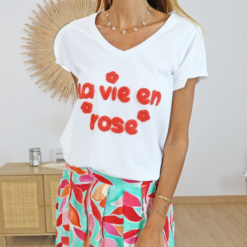 T-shirt la vie en rose (fraise)