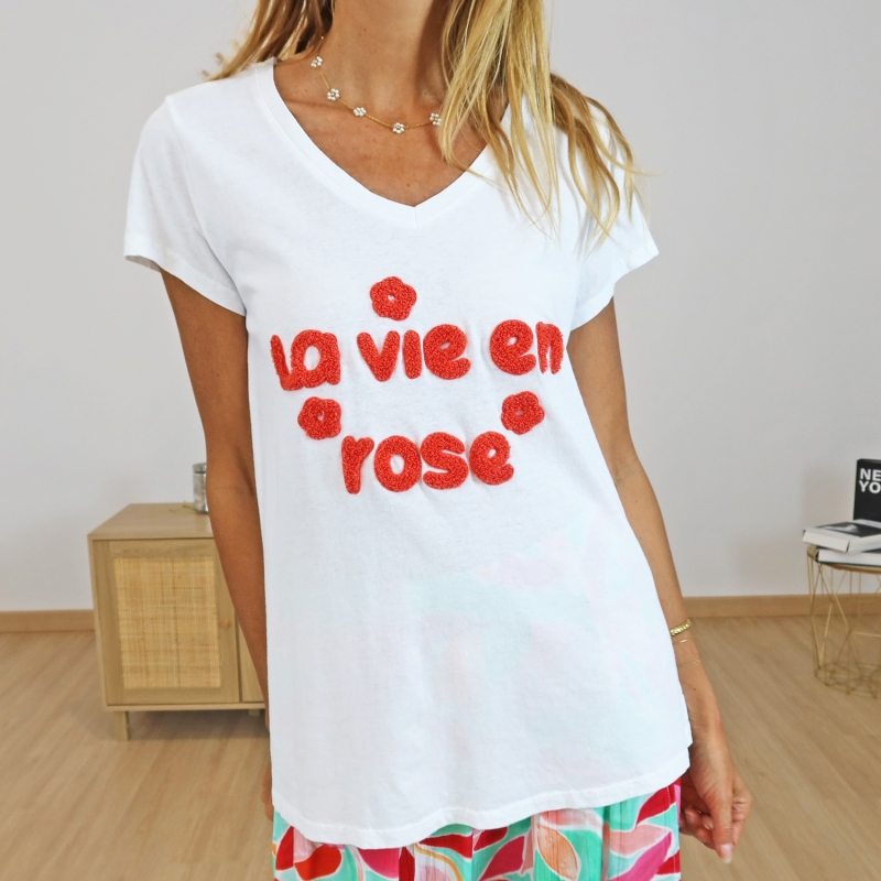 T-shirt la vie en rose (fraise)