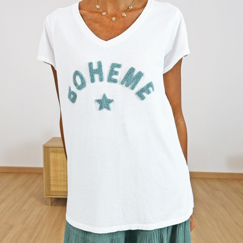 T-shirt Bohème amande