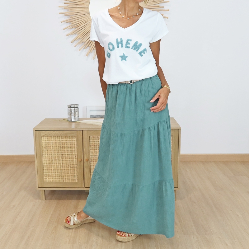 T-shirt Bohème amande