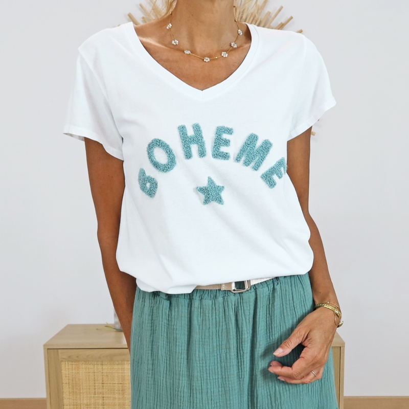 T-shirt Bohème amande