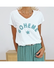 T-shirt Bohème amande