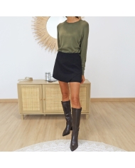Look chic avec jupe-short noire Pepper femme
