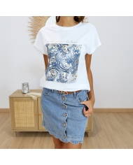 T-shirt Tiffosi Find – détail imprimé doré et bleu