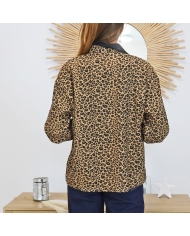 Chemise femme léopard camel/noir – coupe droite
