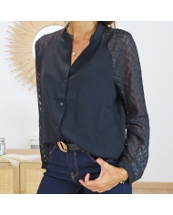 Chemisier femme noir élégant – col rond
