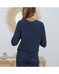 Pull Tiffosi Théa marine – vue de dos