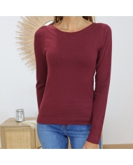 Pull Kalizza Kaffe femme bordeaux – vue de face porté