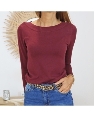Pull Kalizza femme bordeaux – coupe près du corps
