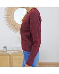 Pull femme bordeaux – coupe droite ajustée