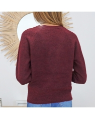 Pull bordeaux femme – vue de dos