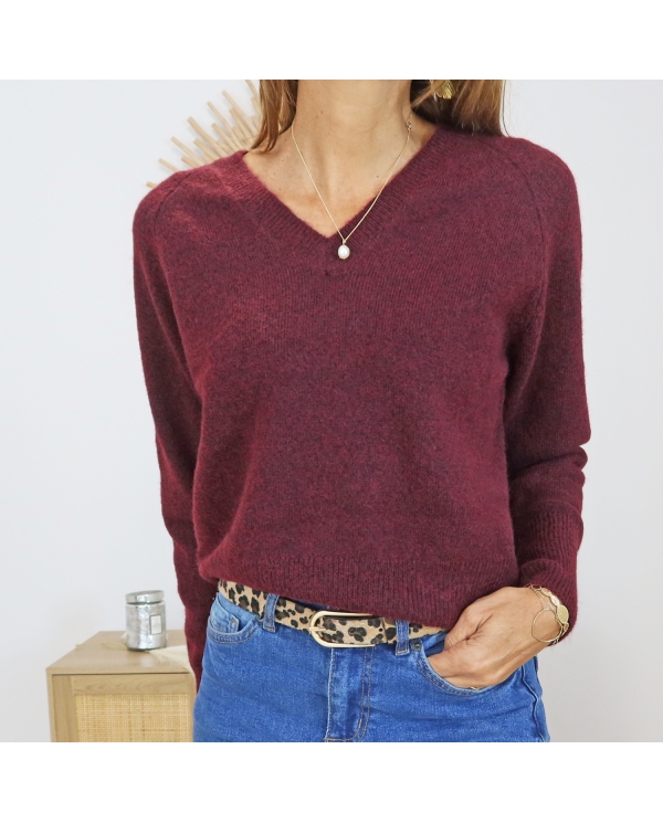Pull bordeaux femme – maille douce et confortable