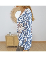 T-shirt léopard femme Pull fin – détail tissu viscose polyester nylon élasthanne