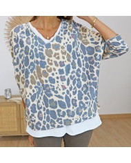Pull fin léopard femme 🐆 – vue de face porté