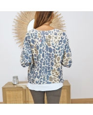 Pull fin léopard femme – vue de dos