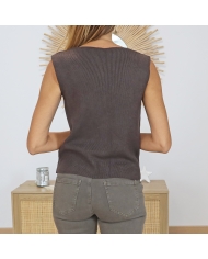 Gilet sans manches chocolat brun – vue de dos