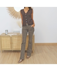 Gilet veston chocolat femme