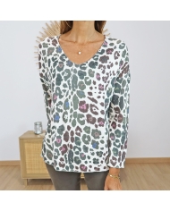 T-shirt pull fin léopard femme 🐆 – vue de face porté