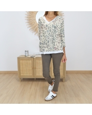 Pull fin léopard femme – top débardeur intégré