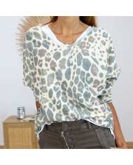 Pull léopard femme lurex – détail effet irisé ✨