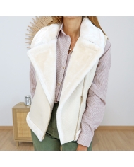 Veste sans manches ICY écrue femme – vue de face zippée