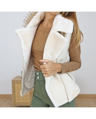 Veste ICY écrue – détail intérieur fourré chaud ❄️