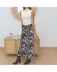 Jupe longue Kansas Tifozy femme – vue complète chocolat & écru