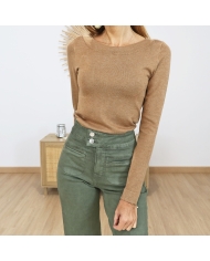 Pull Kalizza Kaffe femme camel 🤎 – vue de face porté
