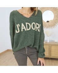 Pull oversize kaki femme – texture maille douce