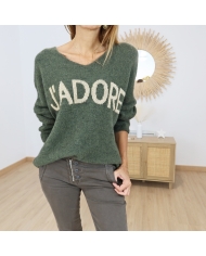 Pull Kalizza Kaffe femme kaki 🌿 – vue de face porté