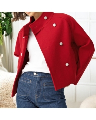 manteau femme – détail double boutonnage argenté