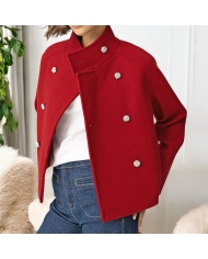 Caban femme rouge Kiltone Tiffosi✨ – vue de face porté