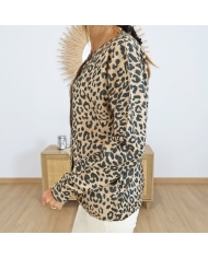 Pull caramel femme – coupe droite élégante vue coté