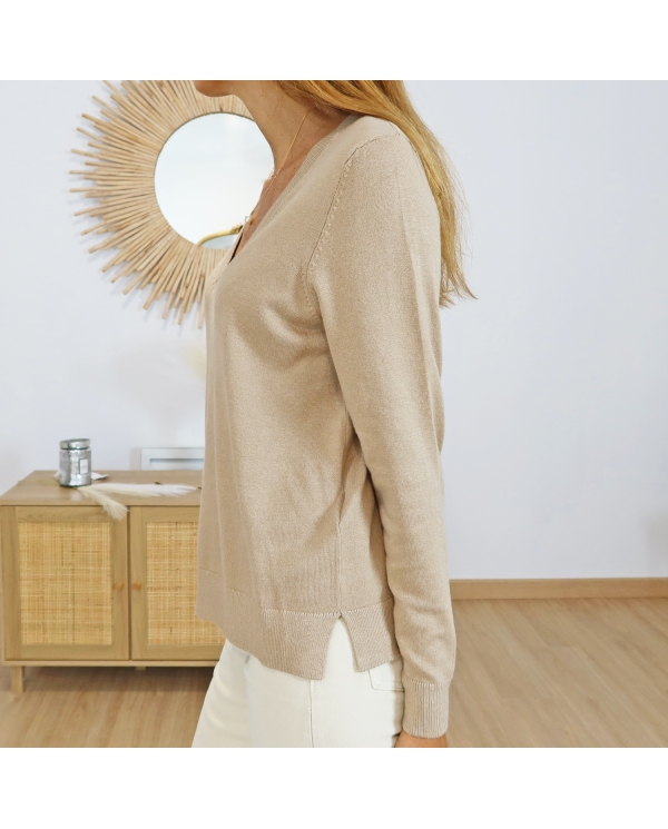 pull fin femme vue coté