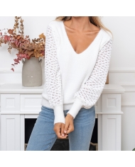 pull cocooning femme Pull Naélie femme – détail décolleté V