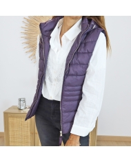 Doudoune Eve pourpre – détail fermeture zip argentée