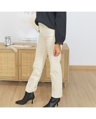 Jean Amy beige clair – détail revers bas de jambe