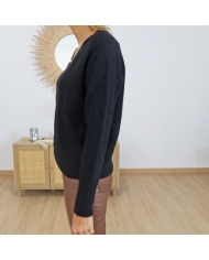 pull femme noir manches longues élégant hiver