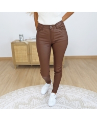 détail taille haute 25 cm pantalon femme marron