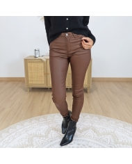 pantalon femme marron caramel stretch chic confortable
