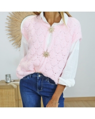 Gilet femme Morgane rose – vue de face sans manches