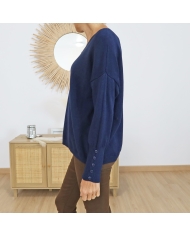 Pull FANTA femme – détail boutons fantaisie au poignet