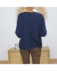 Pull bleu marine FANTA – vue de dos