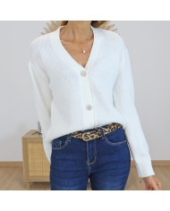 Gilet blanc cassé Tiffosi – détail texture et col V