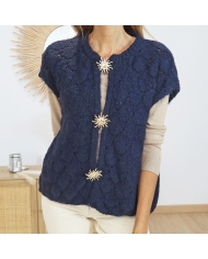 Gilet femme MORGANE marine – vue de face sans manches