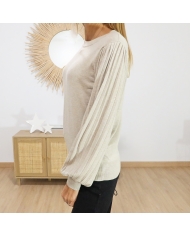 Pull KALONE beige â texture viscose lĂ©gĂšre Pull KALONE beige â texture viscose lĂ©gĂšre