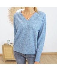 Pull bleu ciel femme â dĂ©tail maille douce extensible Pull bleu ciel femme â dĂ©tail maille douce extensible