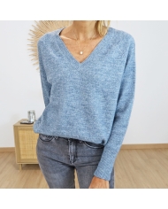 Pull femme bleu clair â texture et dĂ©colletĂ© chic Pull femme bleu clair â texture et dĂ©colletĂ© chic