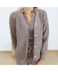 Gilet moka Tiffosi – décolleté en V et texture maille